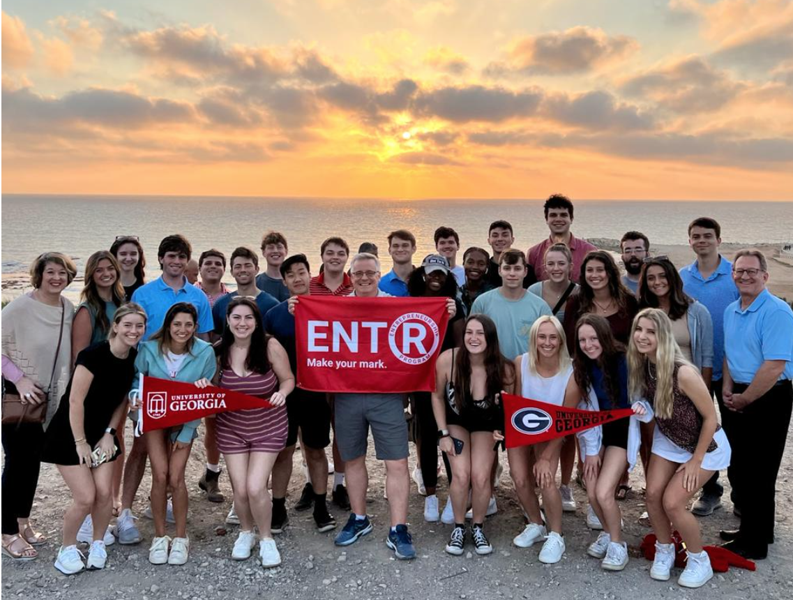 UGA Study abroad students posed on the beach