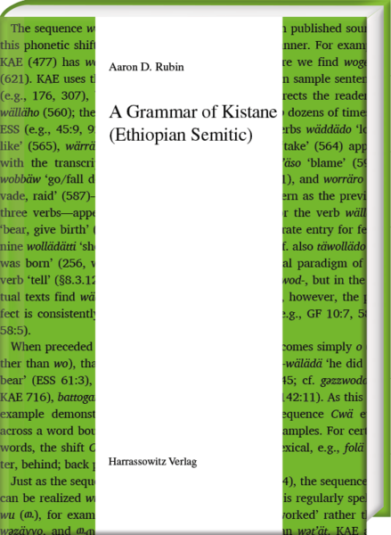 A Grammar of Kistane by Dr Aaron Rubin Cover